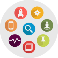 button with collage of icons